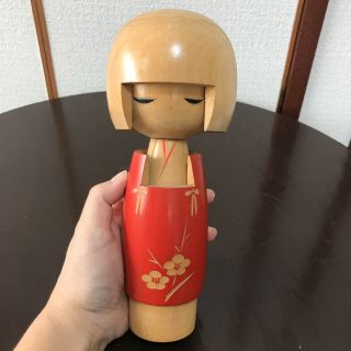 Japanese Vintage Kokeshi Doll Signed Wooden 8.  66 Inches 22 Cm