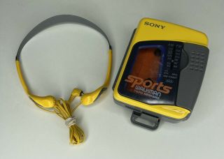 Sony Sports Wm - Fs397 Am/fm Cassette Tape Radio Yellow Walkman Vtg Retro