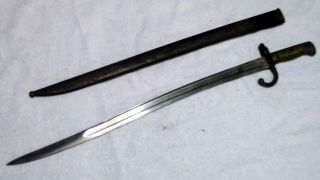 Pre Wwi French M1866 Chassepot Yataghan Sword Bayonet W/scabbard St Etienne 1873