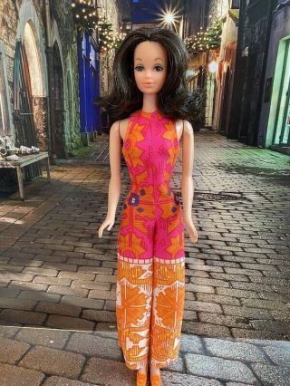 1972 Walk Lively Steffie Barbie Doll Vintage In Orig Mod Jumpsuit