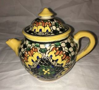 Vintage Talavera Small One Cup Teapot Ceramic Handmade Mexico El Parlan Puebla