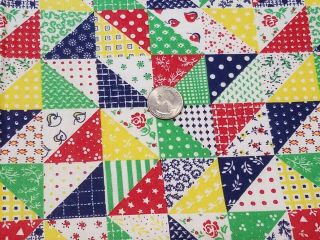 Vintage Full Feedsack: Cheater Quilt Pattern In Bright Colors