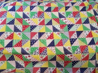 Vintage Full Feedsack: Cheater Quilt Pattern in Bright Colors 2
