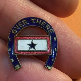 World War I Son In Service " Over There " On Horse Shoe Enamel Pin