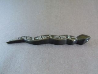 Ornate Zuni Spotted Black Snake On The Move Fetish Carving Dominica Wallace 44