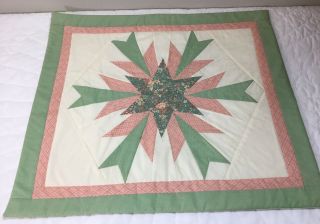 Patchwork Quilt Wall Hanging,  Star With Triangles,  Floral Calico Prints,  Dots