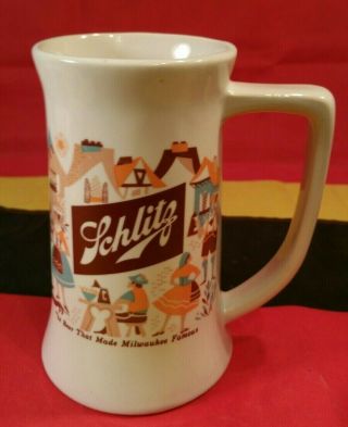 Vintage Schlitz Beer Mug – 1957 - Schlitzerland – Octoberfest – 6” Tall