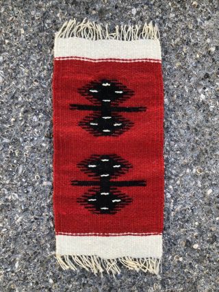 Vintage Small Red Wool Southwestern Rug 16.  5” X 8” Native American Indian