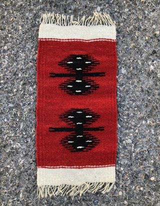 Vintage Small Red Wool Southwestern Rug 16.  5” x 8” Native American Indian 3