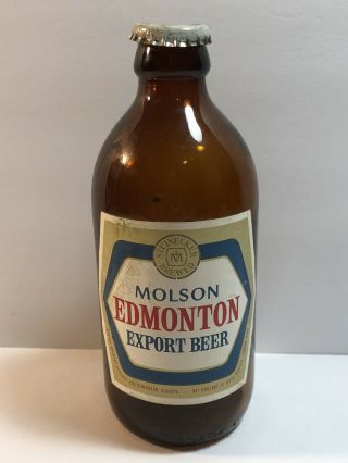Molson Brewery Edmonton Export Stubby Beer Bottle Empty Cap Alberta Union Made