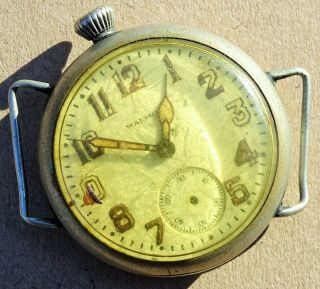 Waltham Military World War I Wire Lug Off Center Crown Wristwatch