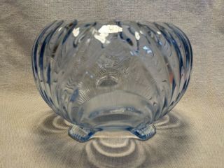 Vintage Cambridge Caprice Moonlight Blue Glass Rose Bowl Vase