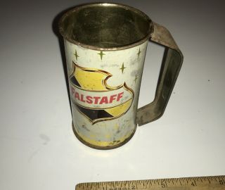 Vintage " Falstaff " Beer Can Mug With Handle Advertising