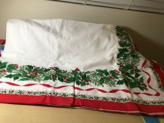 Vintage Christmas Tablecloth 64” X 80”