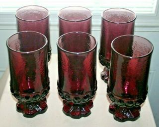 6 Vintage Tiffin Franciscan Madeira Plum Amethyst 6 1/2 " Water Goblet Glasses