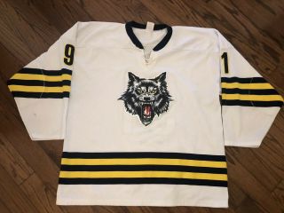 Vtg 90s Mens Chicago Wolves Hockey Jersey Athletic Knit 91 Ak Sz Xl