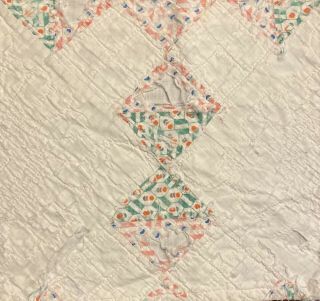 Vintage Cutter Quilt Block Piece 22” X 10” Worn Tattered Pinks And Greens 2