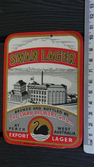 1 X Old Retro The Swan Brewery Co Ltd Western Australia Beer Label Lh12