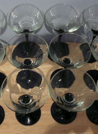 6 vintage Luminarc France Black Stem Martini Glasses Cocktail 2
