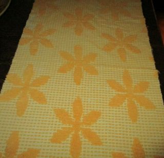 Vintage Orange Flower Pops Chenille Bedspread Fabric 20 X 41