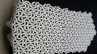 Vintage Off White Ivory Lace Table Runner Dresser Scarf 17 " X 52 "