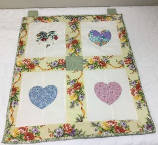 Patchwork & Appliqué Quilt Wall Hanging,  Hearts,  Floral Calico Prints,  Multi