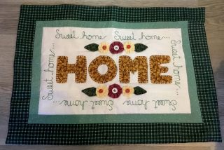 Country Quilt Wall Hanging,  Appliquéd Home,  Embroidered Sweet Home,  Flowers