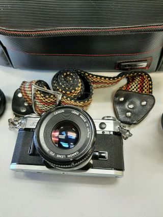 Vintage Canon AT - 1 Camera with Lenses (3) and Bag - 2
