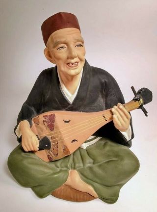 Hakata Urasaki Doll Man Playing Biwa Guitar Lute Mandolin 8 " Japan Japanese