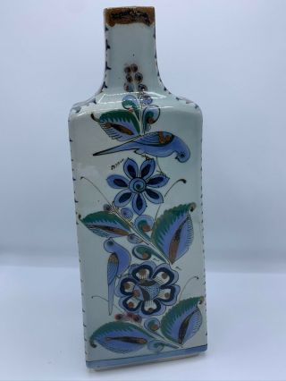 Ken Edwards Mexican Pottery Vintage Vase Rare Hand Painted Birds,  Flowers,  Quail