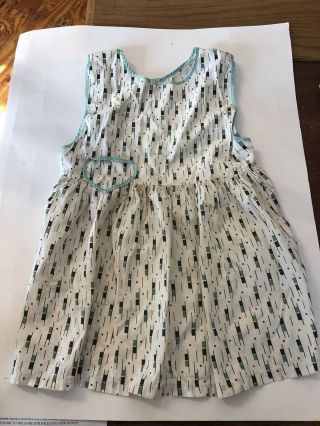 Childs Vintage Apron Mid Century Teal Black And White Pattern Homemade