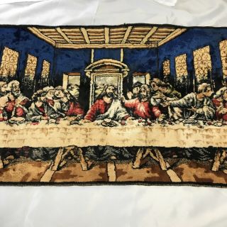 Vintage The Last Supper Velvet Wall Tapestry Table Runner Made In Italy