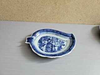 Chinese Antique Vintage Blue White Porcelain Leaf Bowl 6.  5  By 4.  5