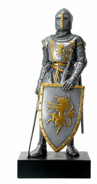 Medieval French Knight In Armor With Sword And Shield Figurine