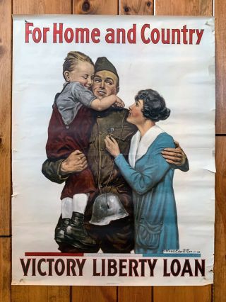 Wwi Poster For Home &country Victory Liberty Loan Alfred Everitt Orr 1918 50x20 "