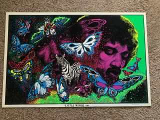 Vintage 1981 Little Wings Jimi Hendrix Blacklight Poster By Brother Leon Hendrix