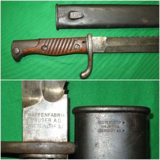 German Ww1 Sawback Bayonet With Matching Scabbard 1918