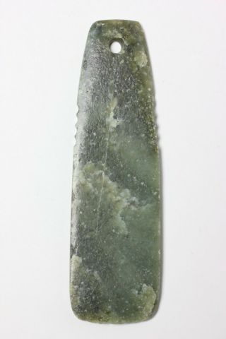 Chinese Vintage Carved Green Color Jade Axe Amulet 6 " Long,  China