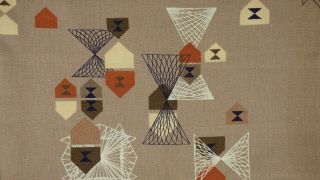 Vintage Atomic Spirograph Geometric Barkcloth Fabric - 1 Yard