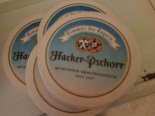 German Hacker Pschorr Hackerbrau Beer Coasters Set Of 9,  Rare