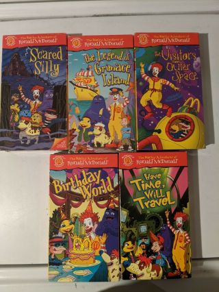 Vintage The Wacky Adventures Of Ronald Mcdonald Complete Set 1 - 5 Vhs Tapes