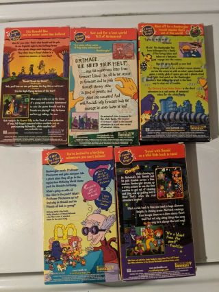 VINTAGE The Wacky Adventures of Ronald McDonald COMPLETE SET 1 - 5 VHS TAPES 2