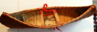 Vintage Birch Bark Canoe,  Pipe And Moccasin Boot Souvenirs From Tom 