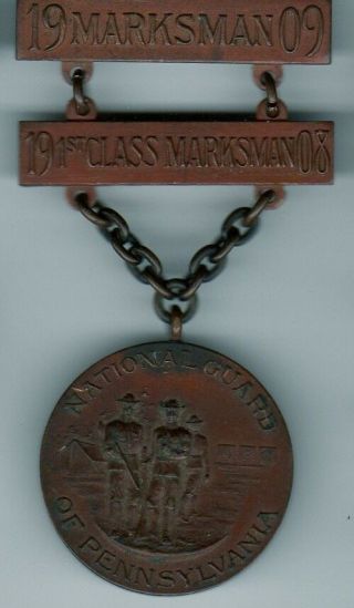 Pre Wwi Us Pennsylvania National Guard Marksman Medal Edge Hmk D 