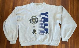 Vintage 90s Yale University Bulldogs 1990s Ncaa College Sweatshirt Size Xl