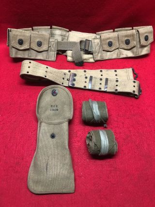 Ww1 Us Military Ammo Belt,  Belt & Ria Leg Wraps