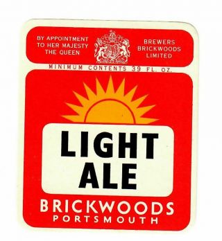 Beer Label: Brickwood,  Portsmouth,  1965 Light Ale Quart 67mm Tall