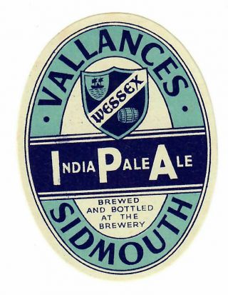 Beer Label: Vallance,  Sidmouth,  India Pale Ale 75mm Tall