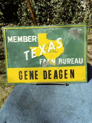 Vintage Texas Farm Bureau Member Metal Sign 13 1/2 