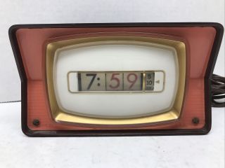 Vintage Numechron Tymeter Tv Clock Mid - Century America Clock Orange Time